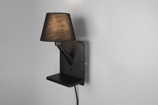 Φωτιστικό Τοίχου Μαύρο Ματ COMFORT 1xE14 με USB & Ασύρματο Φορτιστή Trio Lighting – 262670132