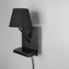Φωτιστικό Τοίχου Μαύρο Ματ COMFORT 1xE14 με USB & Ασύρματο Φορτιστή Trio Lighting – 262670132