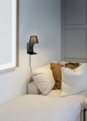 Φωτιστικό Τοίχου Μαύρο Ματ COMFORT 1xE14 με USB & Ασύρματο Φορτιστή Trio Lighting – 262670132