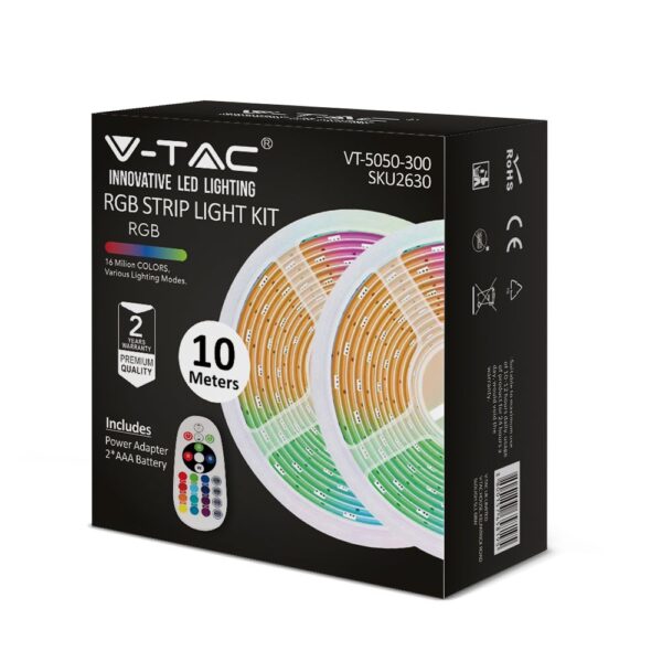 Σετ (2×5 μέτρα) Εύκαμπτης Ταινίας LED 4.8W V-TAC IP20 Πολύχρωμη RGB – 2630