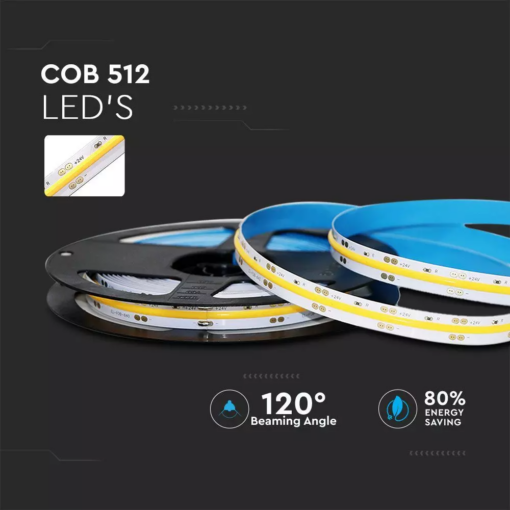 Tαινία LED COB DC:24V 12W/m IP20 6000K Ψυχρό λευκό V-TAC – 2651