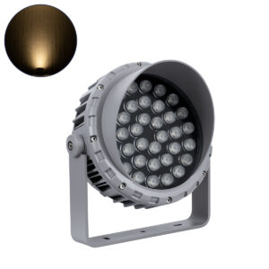GloboStar® FLOOD-MENA 90645 Προβολέας Wall Washer με Αντιθαμβωτική Γρίλια για Φωτισμό Κτιρίων LED 36W 3240lm 30° AC 220-240V Αδιάβροχο IP65 Φ23 x Υ18cm Θερμό Λευκό 3000K – Ασημί – 3 Years Warranty