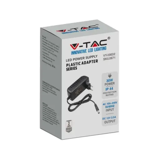 Τροφοδοτικό για LED 30W 12V IP44 Πλαστικό V-TAC – 2671