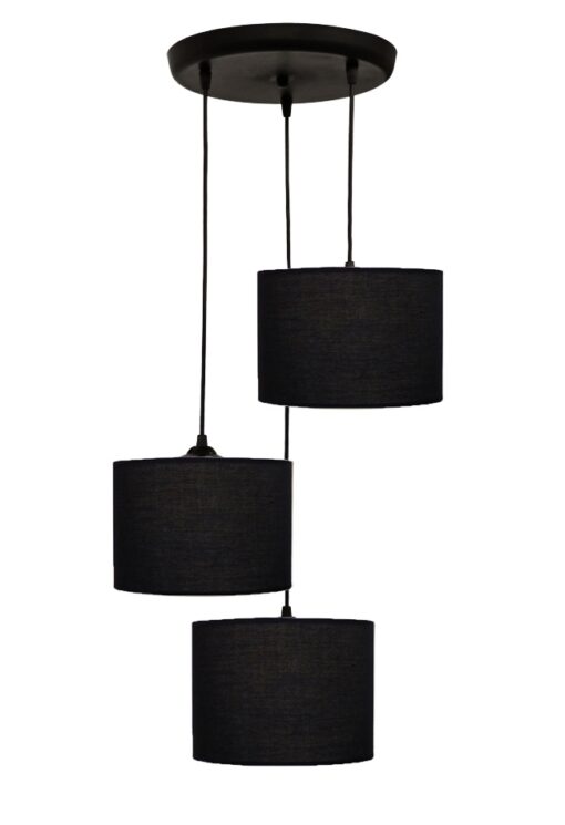 ΗΚ-03 PENDEL 3L ΜΑΥΡΟ-BL / ΜΑΥΡΟ-ΒL Μοντέρνο φωτιστικό 3φωτο κύλινδρος Heronia – 14-0150