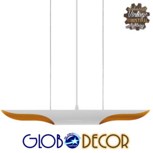 GloboStar® ARTICA 01305 Μοντέρνο Κρεμαστό Φωτιστικό Οροφής Δίφωτο 2 x E27 Λευκό Χρυσό Μεταλλικό Μ60 x Π6 x Υ6cm