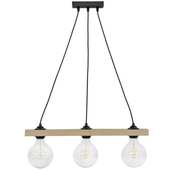 Ράγα μοντέρνο φωτιστικό E27  3L Καλώδιο Ξύλο Heronia – 31-1221
