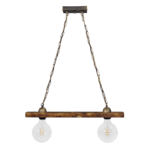 Ράγα μοντέρνο φωτιστικό E27  2L Αλυσίδα Ξύλο Heronia – 30-0065