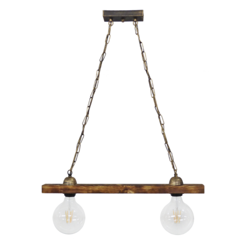 Ράγα μοντέρνο φωτιστικό E27  2L Αλυσίδα Ξύλο Heronia – 30-0065