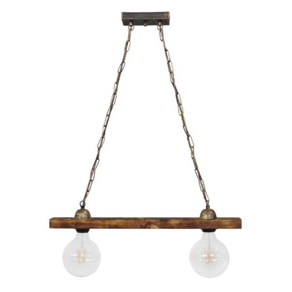 Ράγα μοντέρνο φωτιστικό E27  2L Αλυσίδα Ξύλο Heronia – 30-0065