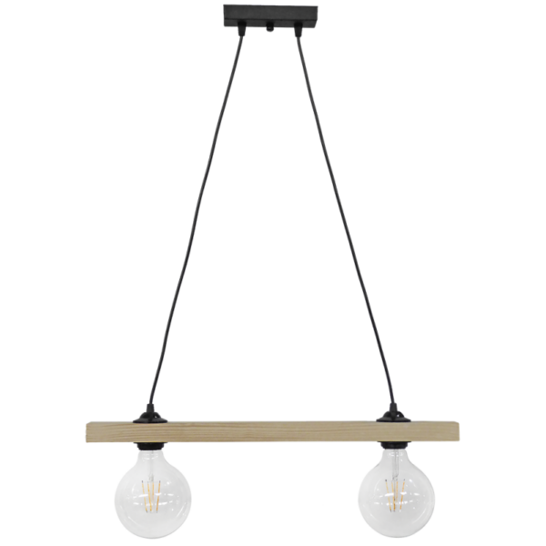 Ράγα μοντέρνο φωτιστικό E27  2L Καλώδιο Ξύλο Heronia – 31-1220