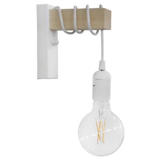 Φωτιστικό τοίχου E27ΑΡ SQUARE Λευκό Απλίκα Ξύλο Heronia – 31-1228