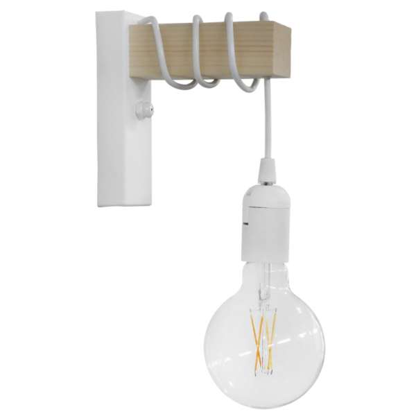 Φωτιστικό τοίχου E27ΑΡ SQUARE Λευκό Απλίκα Ξύλο Heronia – 31-1228