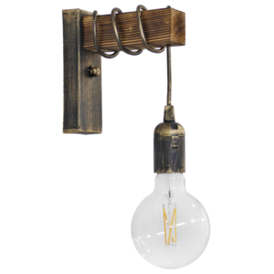 Φωτιστικό τοίχου E27ΑΡ SQUARE Μπρονζέ  Απλίκα Ξύλο Heronia – 31-1229