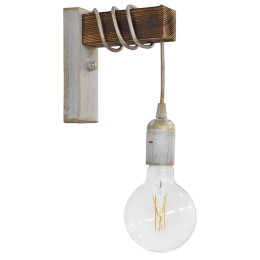 Φωτιστικό τοίχου E27ΑΡ SQUARE Λευκό Μπρονζέ Απλίκα Ξύλο Heronia – 31-1230