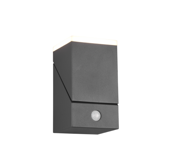 Φωτιστικό Τοίχου Trio Lighting AVON  LED, 7W ·  800lm, 3000K Ανθρακί Χυτό Αλουμίνιο, περιστρεφόμενο, με αισθητήρα φωτός και κίνησης IP54 – 270669142