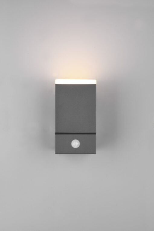 Φωτιστικό Τοίχου Trio Lighting AVON  LED, 7W ·  800lm, 3000K Ανθρακί Χυτό Αλουμίνιο, περιστρεφόμενο, με αισθητήρα φωτός και κίνησης IP54 – 270669142
