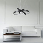 GloboStar® NEMESIS TRIO 61167-DECO Κρεμαστό Φωτιστικό Δαχτυλίδι-Κύκλος LED CCT 100W 12123lm 360° AC 220-240V – Εναλλαγή Φωτισμού μέσω Τηλεχειριστηρίου All In One Ψυχρό 6000k+Φυσικό 4500k+Θερμό 2700k Dimmable Φ25+40+60cm – Μαύρο – 3 Years Warranty