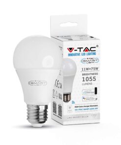 Wi-Fi Λάμπα LED 11W E27 A60 V-TAC Smart Home 200° 1055lm 2700K-6400K+RGB – 212752