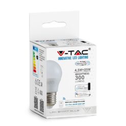 Wi-Fi Λάμπα LED 4.5W E27 G45 V-TAC Smart Home 180° 470lm 2700K-6400K+RGB – 2755
