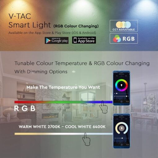 Wi-Fi Λάμπα LED 4.5W E27 G45 V-TAC Smart Home 180° 470lm 2700K-6400K+RGB – 2755