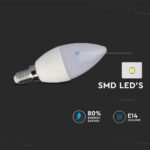 LED Λάμπα E14 Κερί με Τηλεχειριστήριο RF 3.5W V-TAC 200° 320lm RGB+Φυσικό 4000K – 2770