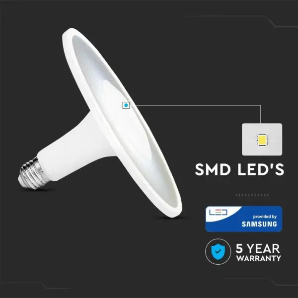 Λάμπα E27 UFO 11W ACRYLIC LED PLASTIC Samsung Chip Θερμό λευκό 3000K V-TAC – 2781