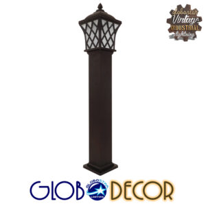 GloboStar® SHELTER 01400 Vintage Φωτιστικό Δαπέδου Μονόφωτο 1 x E27 Καφέ Μεταλλικό Πλέγμα L19 x W19 x H100cm