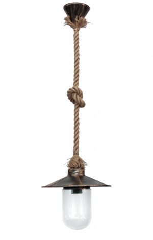 Κρεμαστό Φωτιστικό Μπρονζέ Με Σχοινί Γυαλί Ε-27 SLP-651K Heronia – 11-0275