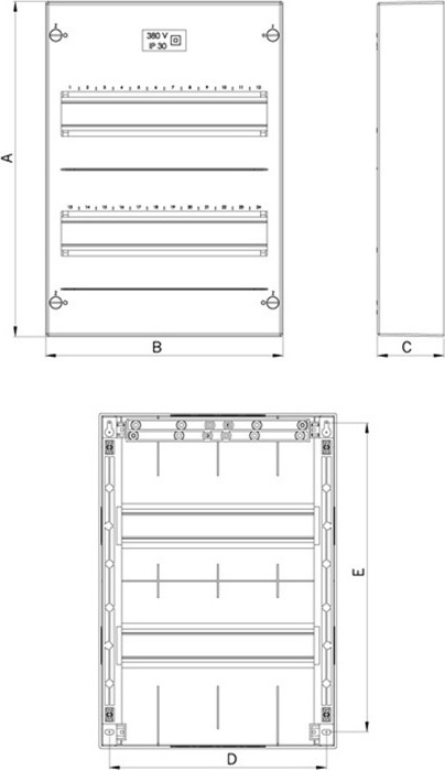 Πίνακας Χωνευτός Πλαστικός με Λευκή Πόρτα 2 Σειρών 24 Θέσεων ACA – 282U24AW