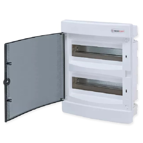 Χωνευτός Πίνακας Γυψοσανίδας 24 Θέσεων 2 Σειρών με Διάφανη Πλαστική Πόρτα IP40 Πλαστικό Πλαίσιο ACA – 282U24FP