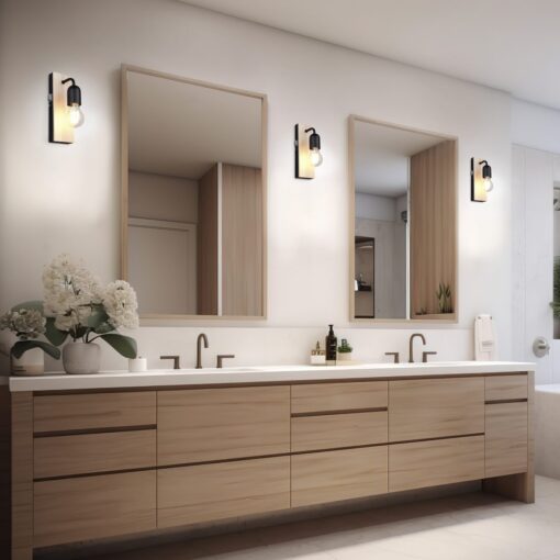 Φωτιστοικό Τοίχου Φυσικό Ξύλο & Μαύρο 1xE27 IP44 με Διακόπτη Trio Lighting – 284470132