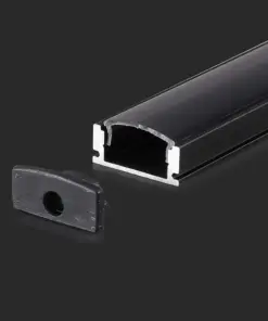 Προφίλ Αλουμινίου Μαύρο με Καπάκι 2m V-TAC για ταινία LED – 2873