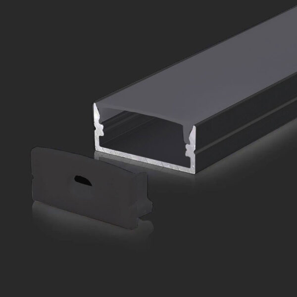 Προφίλ Αλουμινίου  Μαύρο με Καπάκι 2m V-TAC για ταινία LED – 2876