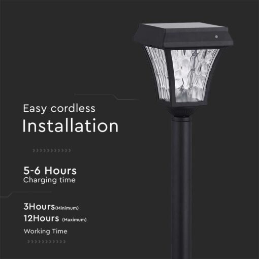 LED Ηλιακό Φωτιστικό Κήπου Δαπέδου 2W V-TAC IP65 με Μαύρο Σώμα CCT – 2891