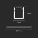 Προφίλ αλουμινίου για ταινίες LED 2000 x 7.8 x 9mm V-TAC – 2903