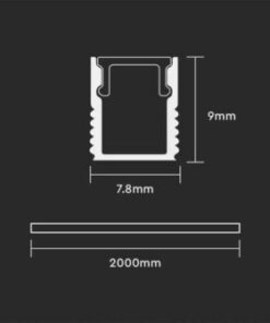 Προφίλ αλουμινίου για ταινίες LED 2000 x 7.8 x 9mm V-TAC – 2903