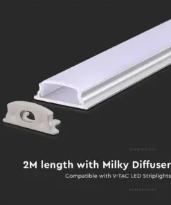 Προφίλ Αλουμινίου Εύκαμπτο με Γαλακτερό Καπάκι 2m V-TAC για ταινία LED – 2909