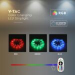 Wi-Fi  Σετ Ταινίας LED IP65 Πολύχρωμη RGB+WW+CW 15W V-TAC Συμβατή με Alexa & Google Home – 2910