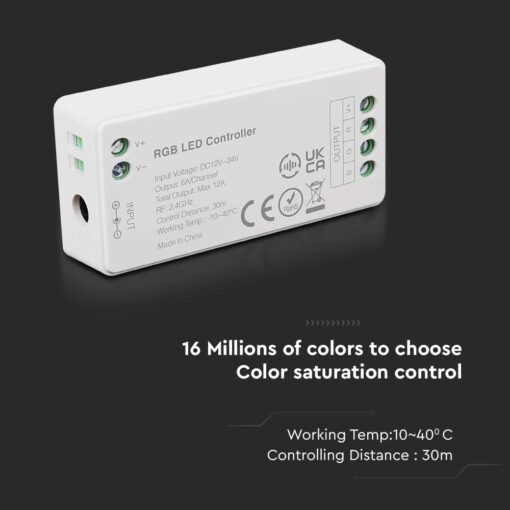 Dimmer RF για Μονόχρωμες LED Ταινίες 144W 12V/ 288W 24V V-TAC – 2911