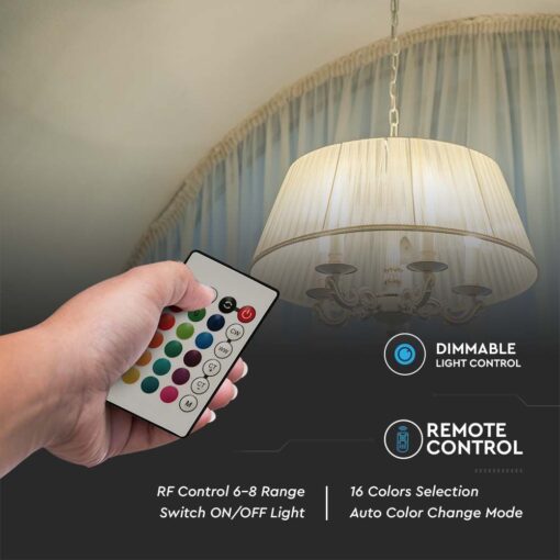 LED Λάμπα E14 Κερί με Τηλεχειριστήριο RF 4.8W V-TAC 470lm RGB+Φυσικό 4000K – 2929