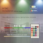 LED Λάμπα E14 Κερί με Τηλεχειριστήριο RF 4.8W V-TAC 470lm RGB+Φυσικό 4000K – 2929