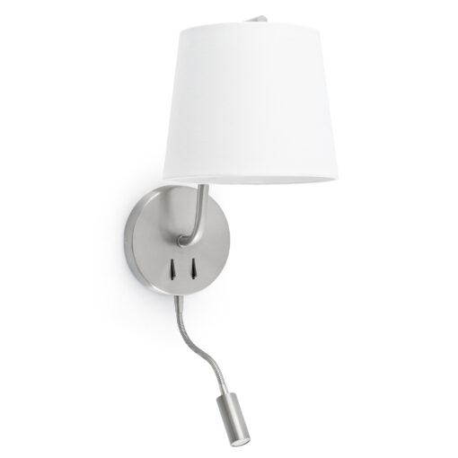 Faro Barcelona BERNI Επιτοίχιο Φωτιστικό E27 με Αναγνώστη LED 3W 3000K Χρώματος Νικελ – 29331