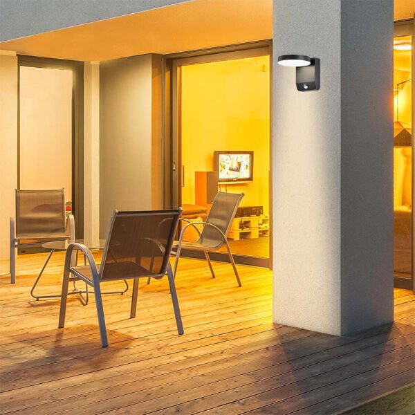 LED Επιτοίχιο Φωτιστικό Εξωτερικού Χώρου Περιστρεφόμενο Μαύρο με Ανιχνευτή Κίνησης 17W IP65 Φυσικό 4000K V-TAC – 2957