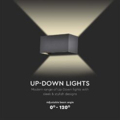 LED απλίκα 24W ορθογώνια με μαύρο σώμα 4000K φυσικό λευκό IP65 V-TAC – 2978