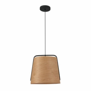 STOOD PENDANT LAMP 1XE27 NEGRO + WOOD MAX 20W     FARO – 29848