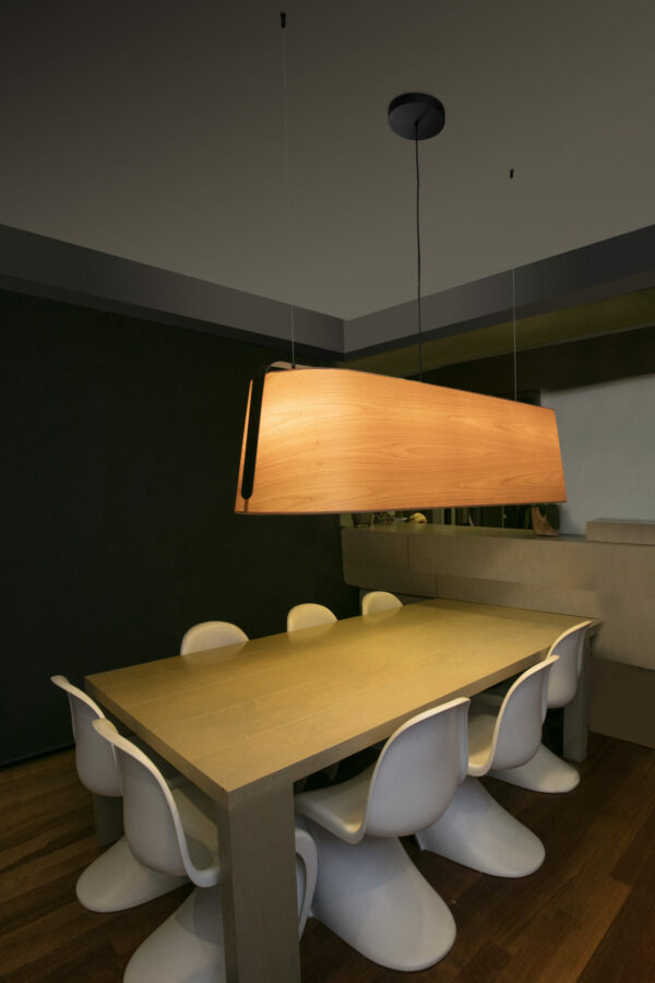 STOOD PENDANT LAMP 5XE27 NEGRO + WOOD MAX 20W     FARO – 29849