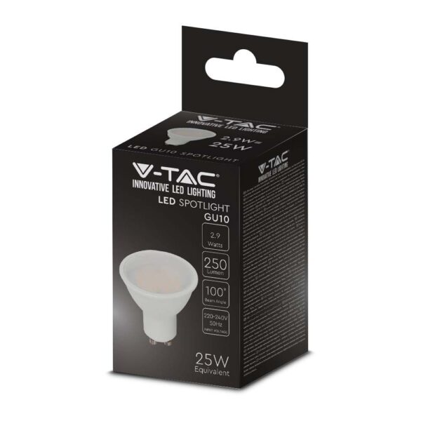 LED SPOT Λάμπα GU10 2.9W V-TAC  100° 250lm Θερμό 3000K – 2987