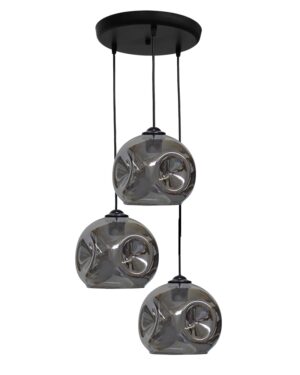 Κρεμαστό φωτιστικό 3φωτο φυμέ-μαύρο POP PENDEL Heronia – 02-0391