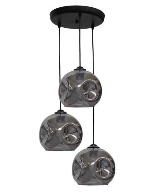 Κρεμαστό φωτιστικό 3φωτο φυμέ-μαύρο POP PENDEL Heronia – 02-0391