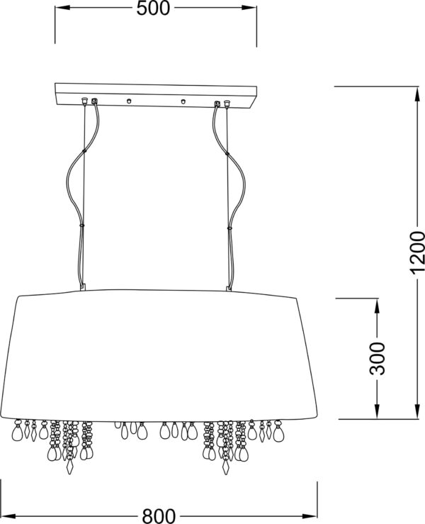 Κρεμαστό Φωτιστικό Πολυέλαιος 6ΧΕ14 Μεταλλικό Νίκελ Μαύρο Ύφασμα & Κρύσταλλα ACA DECOR – 2P800BK